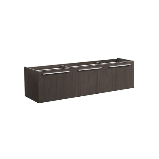 Fresca Vista 60" Gray Oak Wall Hung Double Sink Modern Bathroom Cabinet