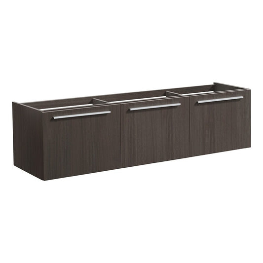 Fresca Vista 60" Gray Oak Wall Hung Single Sink Modern Bathroom Cabinet