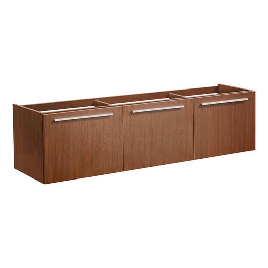 Fresca Vista 60" Teak Wall Hung Single Sink Modern Bathroom Cabinet