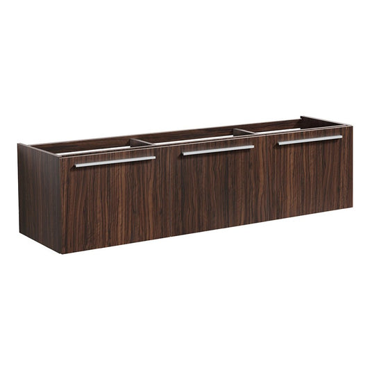 Fresca Vista 60" Walnut Wall Hung Single Sink Modern Bathroom Cabinet