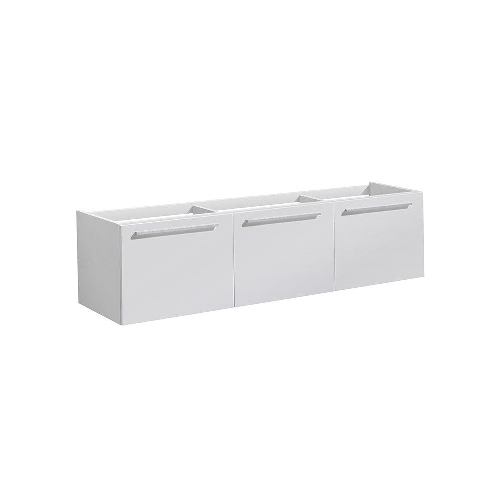 Fresca Vista 60" White Wall Hung Double Sink Modern Bathroom Cabinet