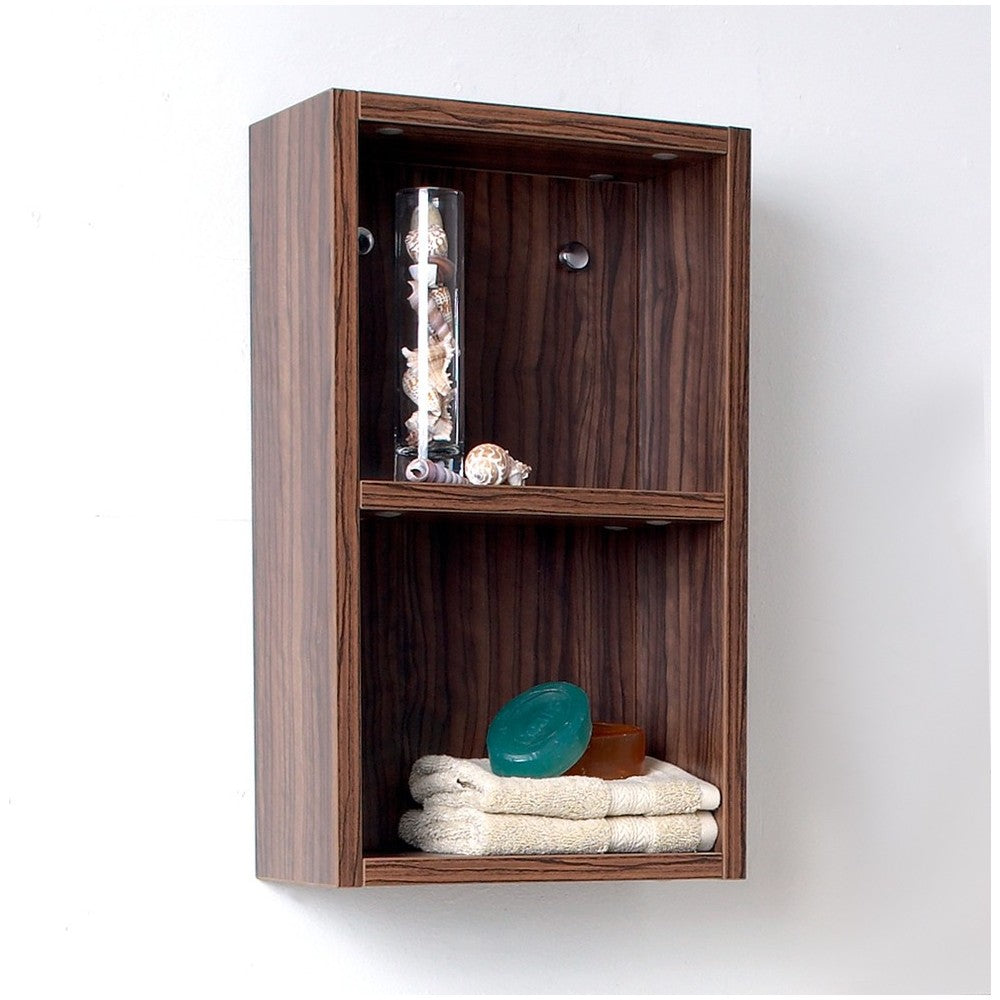 Fresca Walnut Bathroom Linen Side Cabinet w/ 2 Open Storage Areas