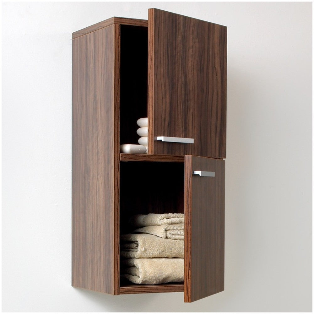 Fresca Walnut Bathroom Linen Side Cabinet w/ 2 Storage Areas