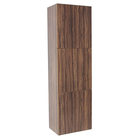 Fresca Walnut Bathroom Linen Side Cabinet w/ 3 Large Storage Areas