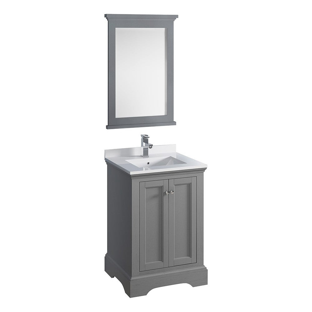 Fresca Windsor 24" Gray Textured Traditional Bathroom Vanity w/ Mirror