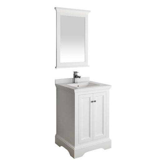 Fresca Windsor 24" Matte White Traditional Bathroom Vanity w/ Mirror