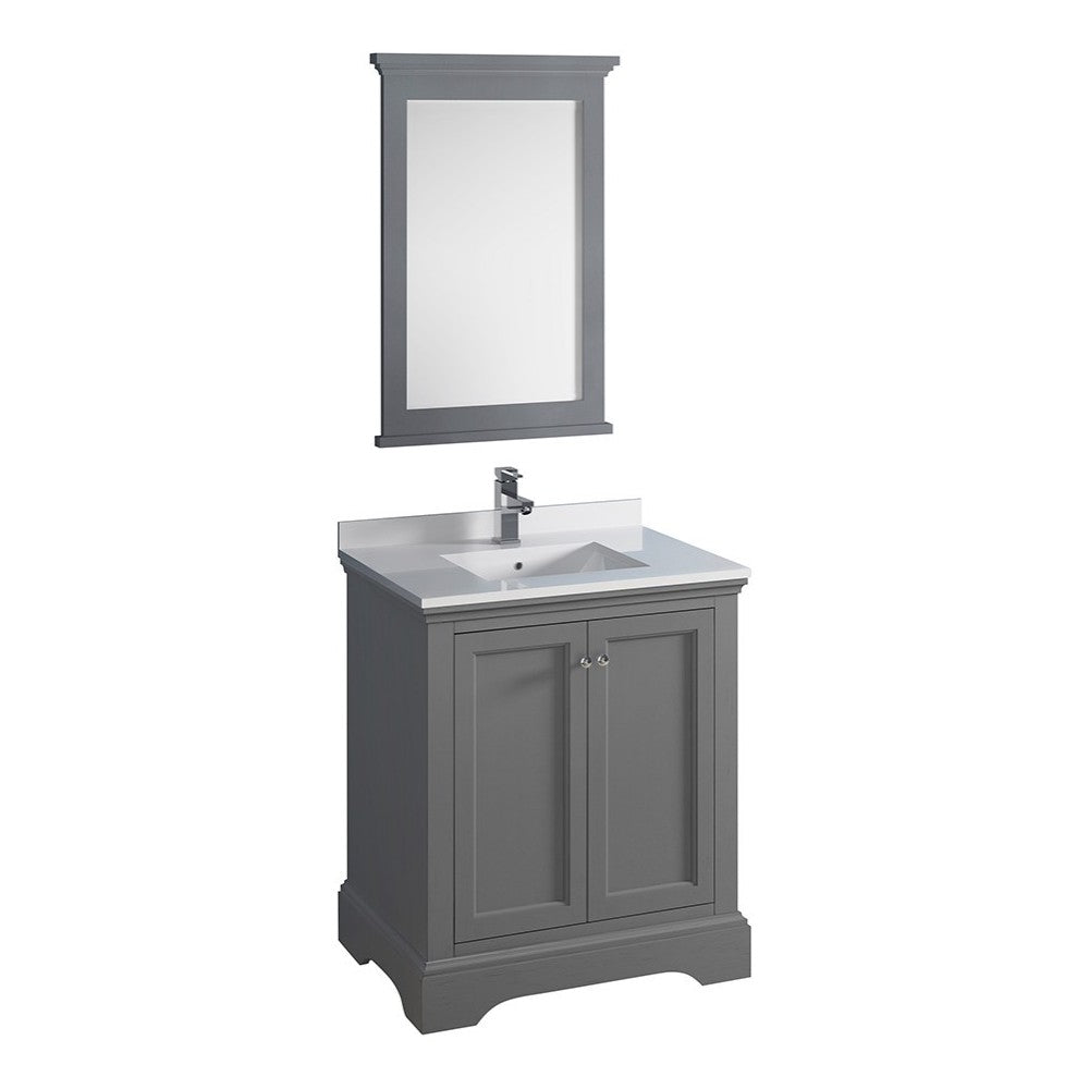 Fresca Windsor 30" Gray Textured Traditional Bathroom Vanity w/ Mirror