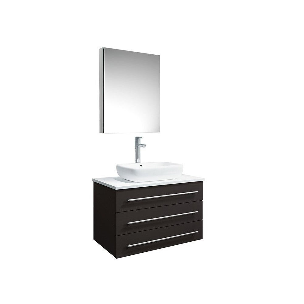 FVN6183ES-VSL Modello 32 Espresso Wall Hung Bathroom Vanity & Medicine Cabinet