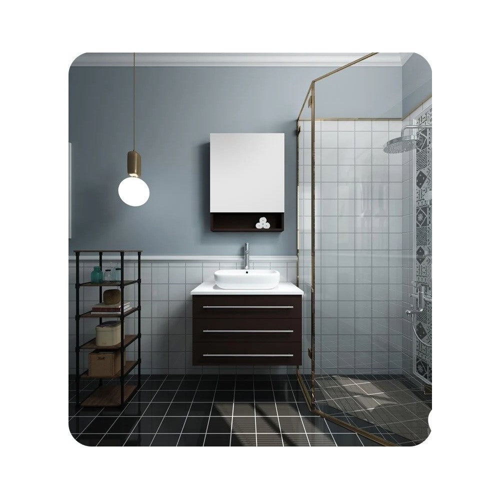 FVN6183ES-VSL Modello 32 Espresso Wall Hung Bathroom Vanity & Medicine Cabinet