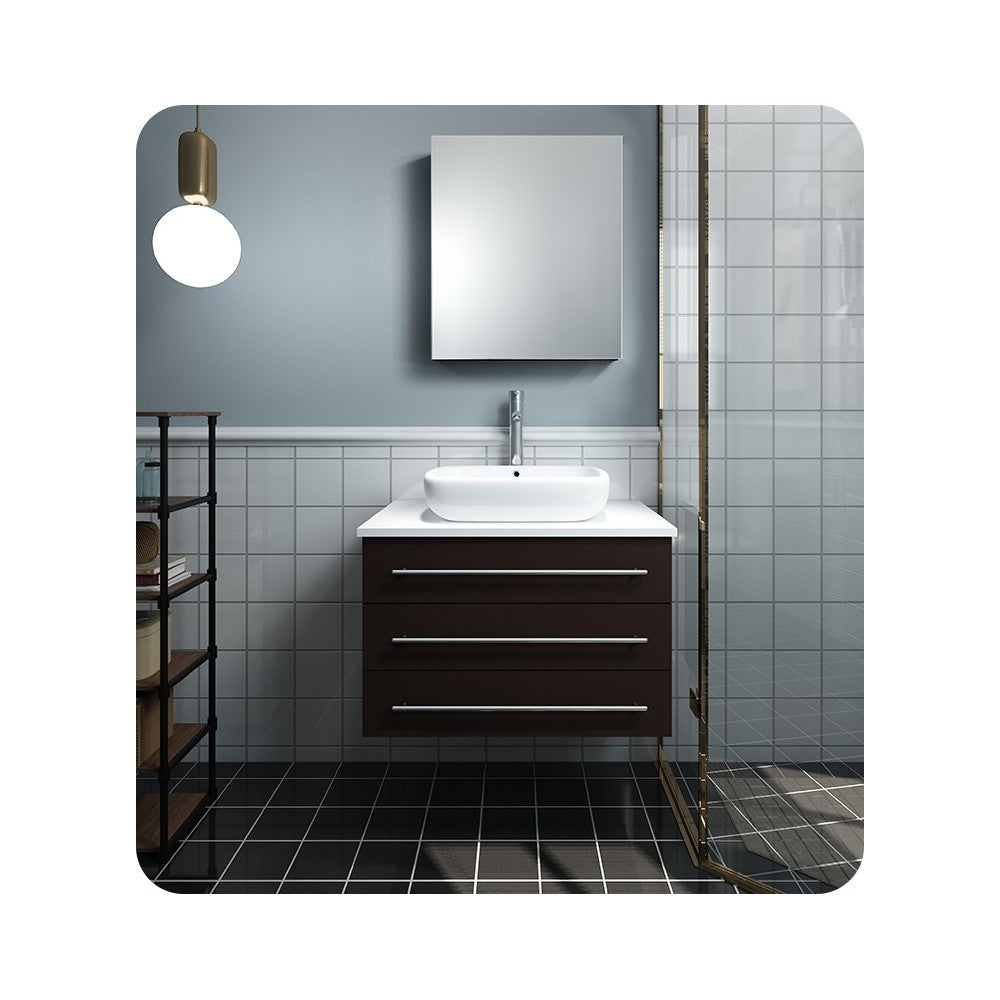 FVN6183ES-VSL Modello 32 Espresso Wall Hung Bathroom Vanity & Medicine Cabinet