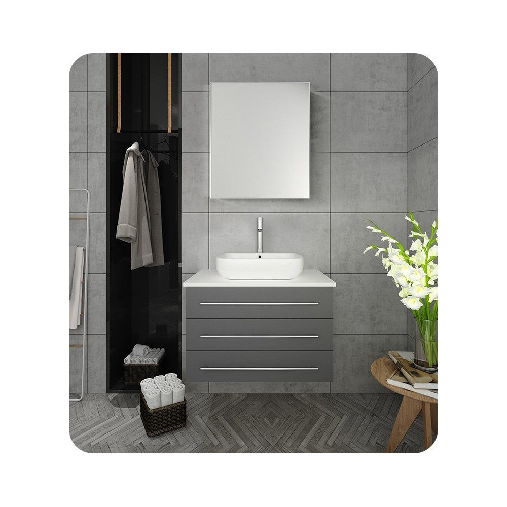 FVN6183GR-VSL Modello 32 Gray Wall Hung Bathroom Vanity with Medicine Cabinet