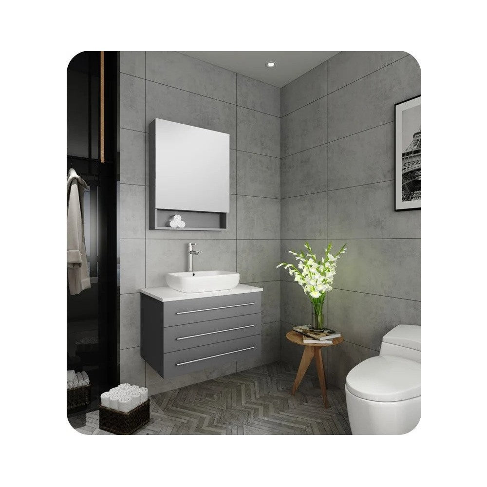 FVN6183GR-VSL Modello 32 Gray Wall Hung Bathroom Vanity with Medicine Cabinet