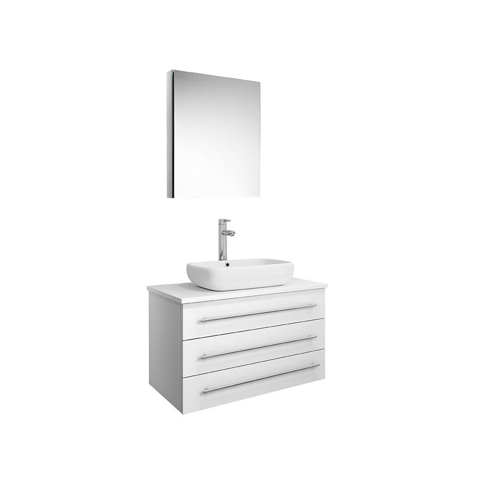 FVN6183WH-VSL Modello 32 White Wall Hung Bathroom Vanity with Medicine Cabinet