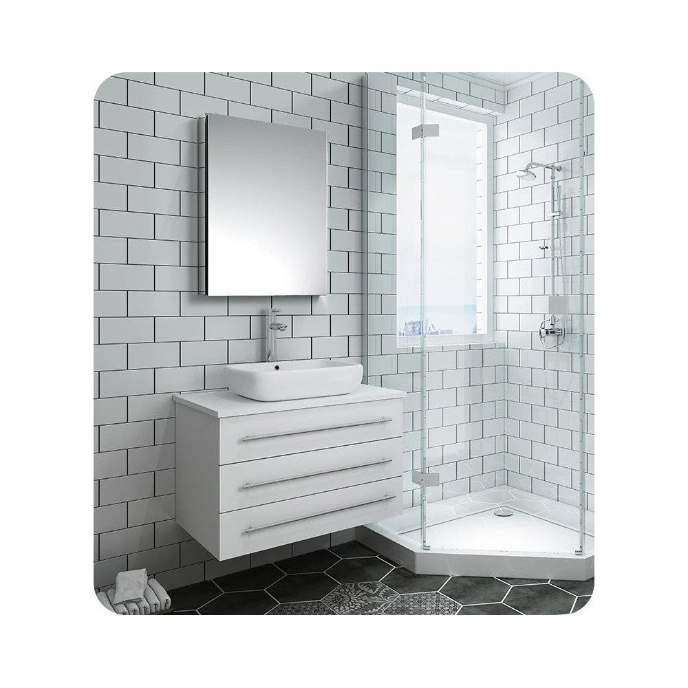 FVN6183WH-VSL Modello 32 White Wall Hung Bathroom Vanity with Medicine Cabinet