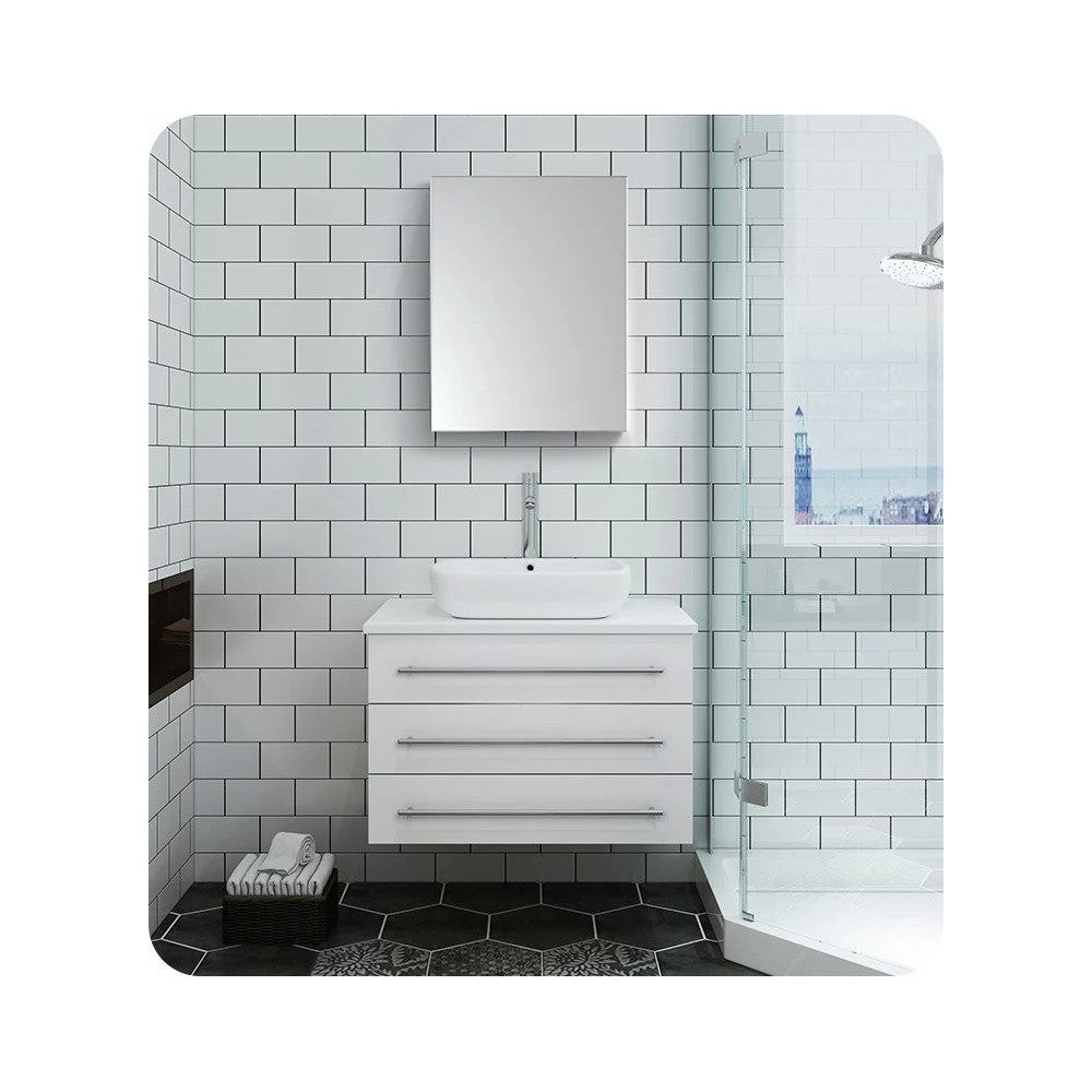 FVN6183WH-VSL Modello 32 White Wall Hung Bathroom Vanity with Medicine Cabinet