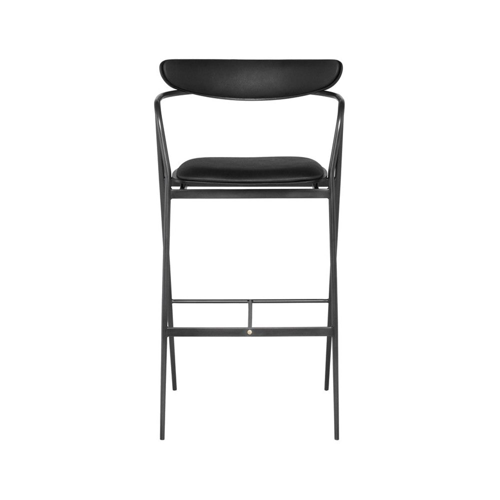 Gianni Raven Leather Bar Stool