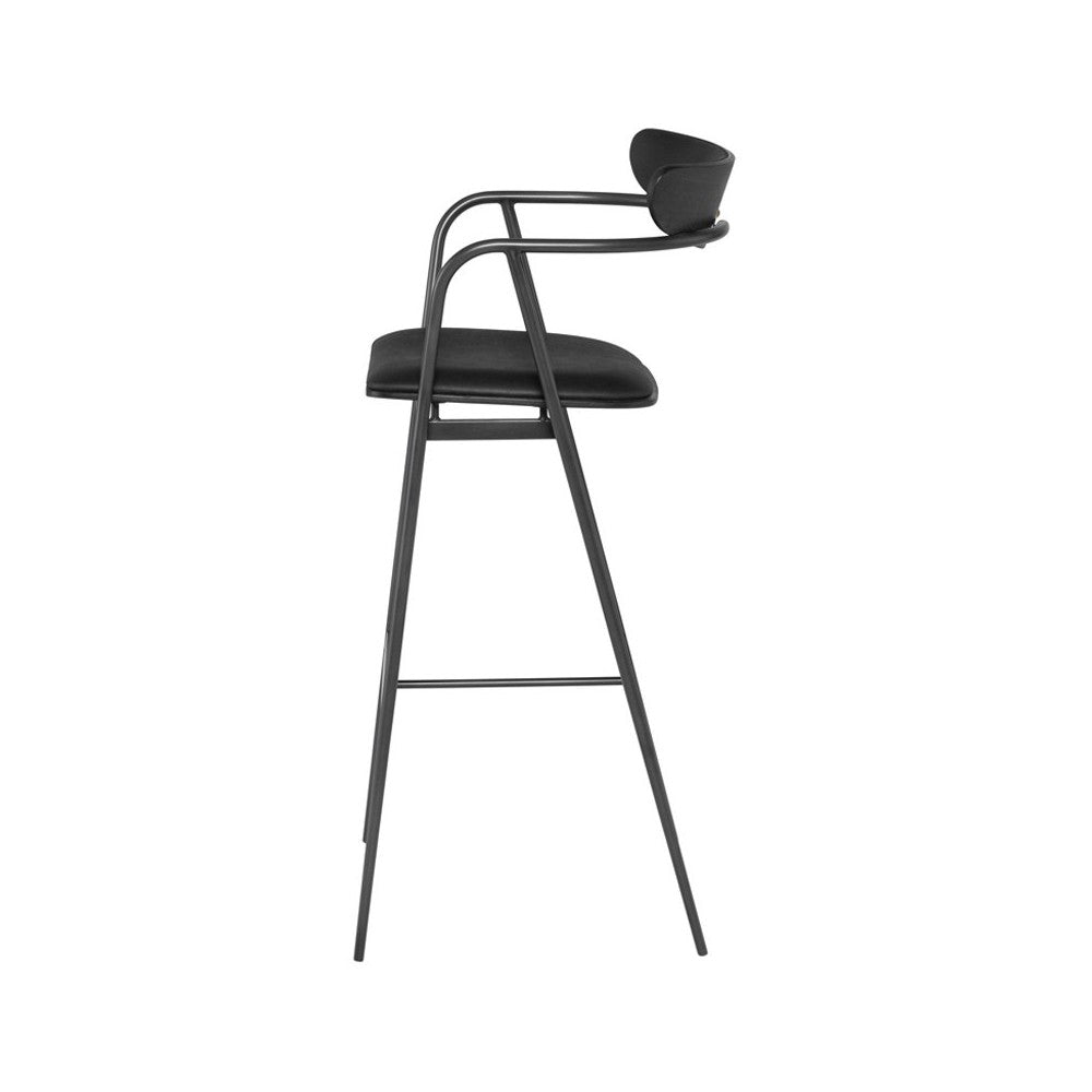 Gianni Raven Leather Bar Stool