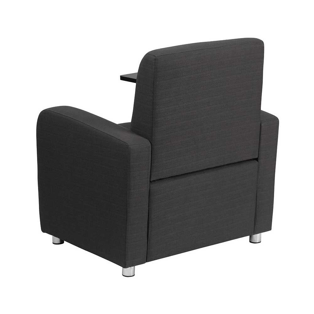 Gray Fabric Guest Chair with Tablet Arm and Chrome Legs
