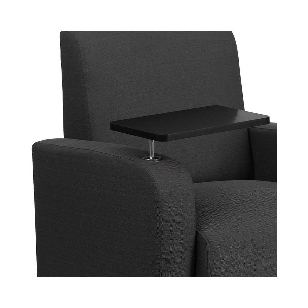 Gray Fabric Guest Chair with Tablet Arm and Chrome Legs