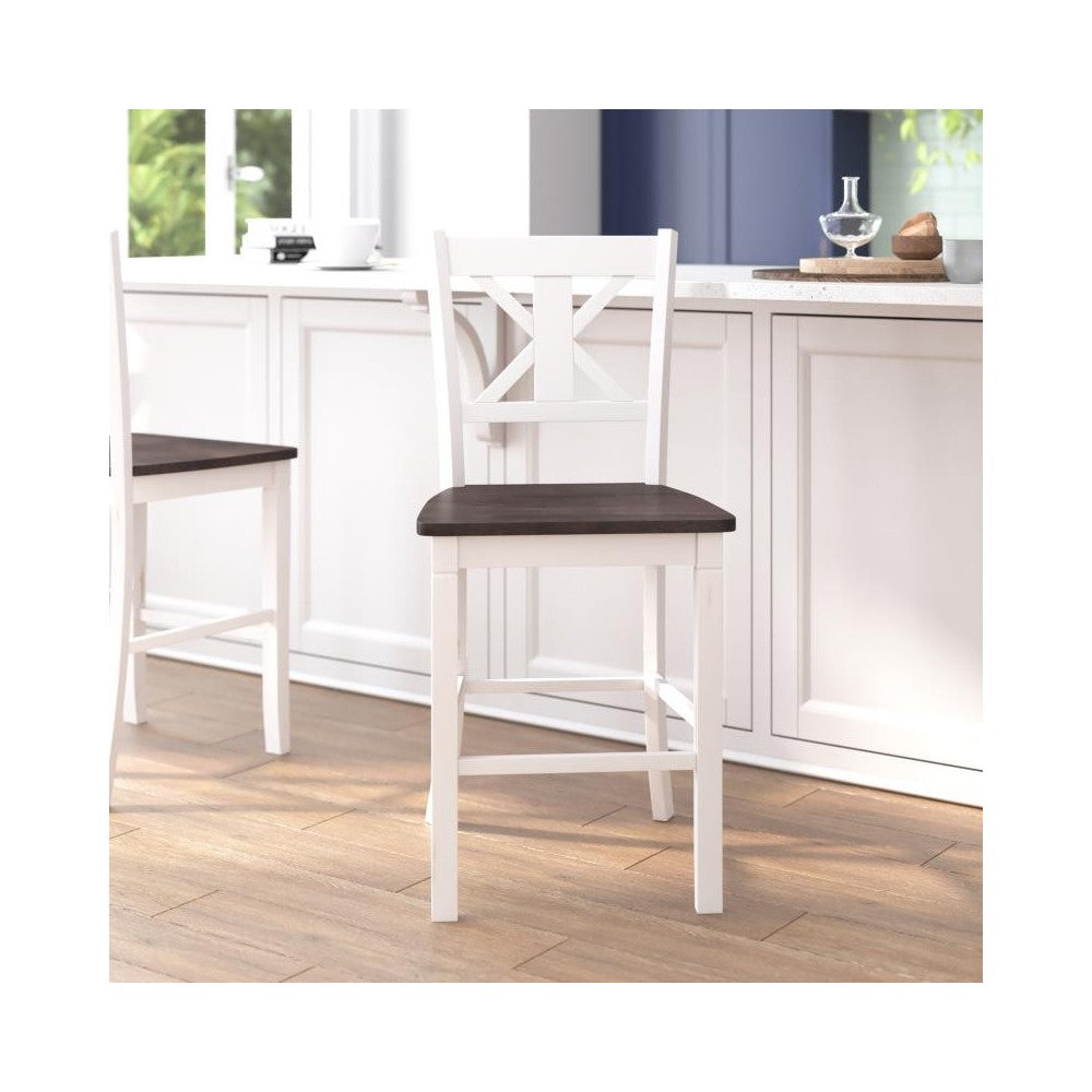 Gwendolyn Commercial Modern Counter Height Barstool - Antique White Wash