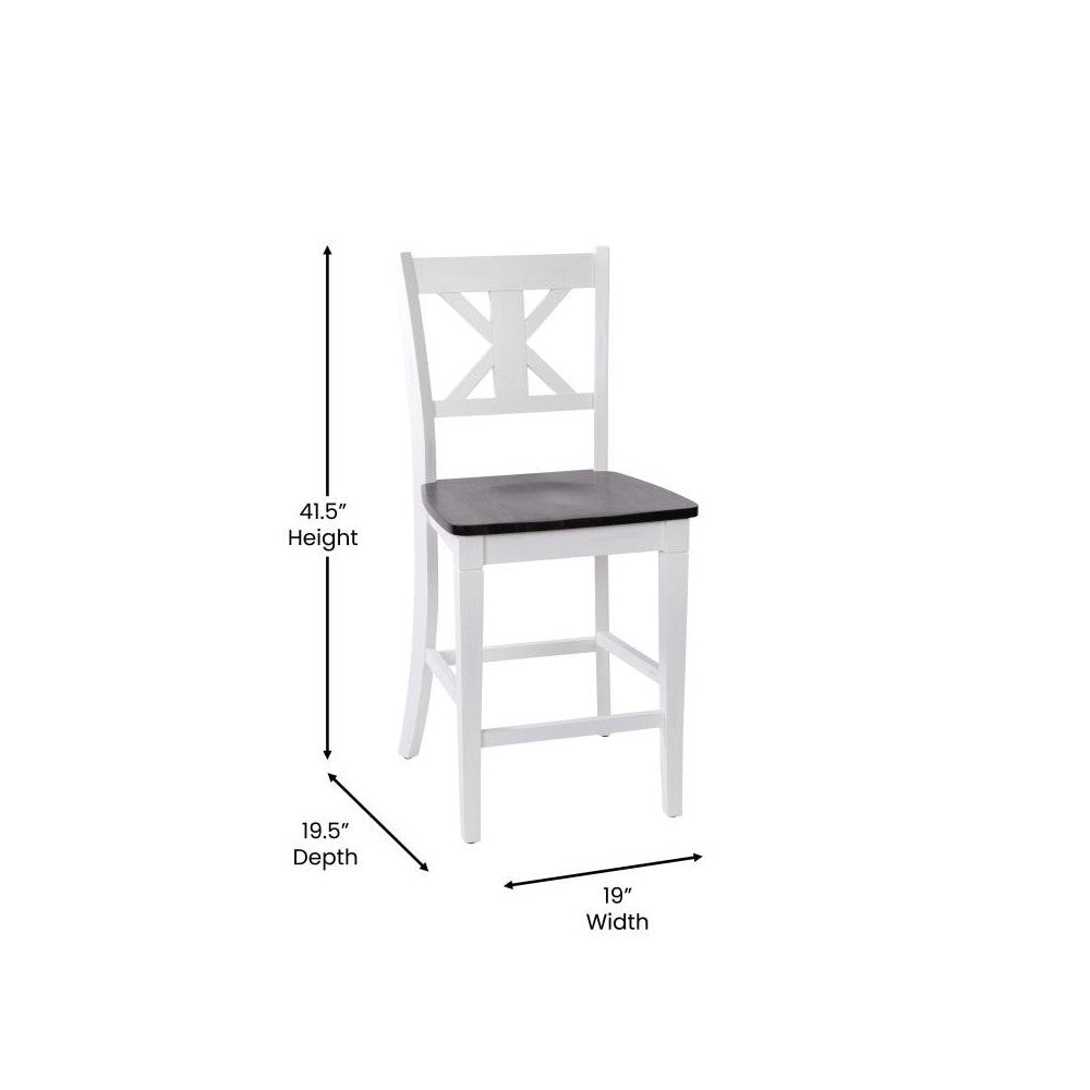 Gwendolyn Commercial Modern Counter Height Barstool - Antique White Wash