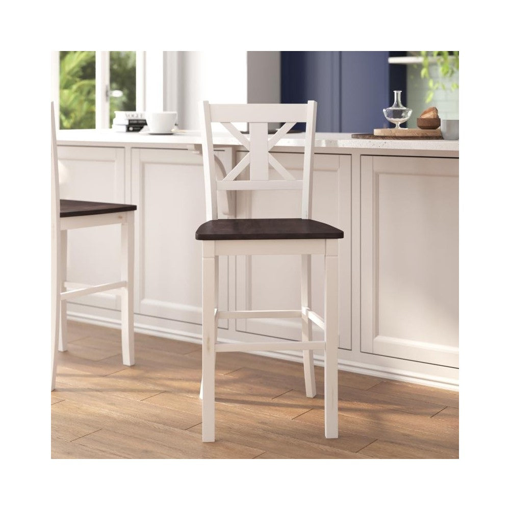 Gwendolyn Commercial Modern Farmhouse Barstool - Antique White Wash