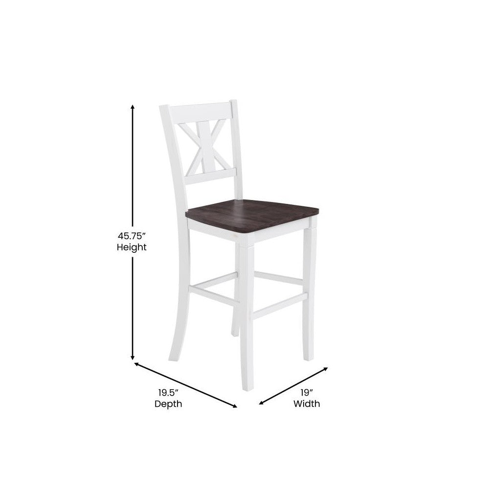 Gwendolyn Commercial Modern Farmhouse Barstool - Antique White Wash