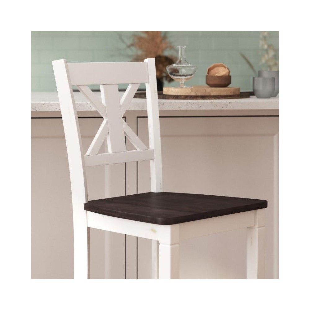 Gwendolyn Commercial Modern Farmhouse Barstool - Antique White Wash