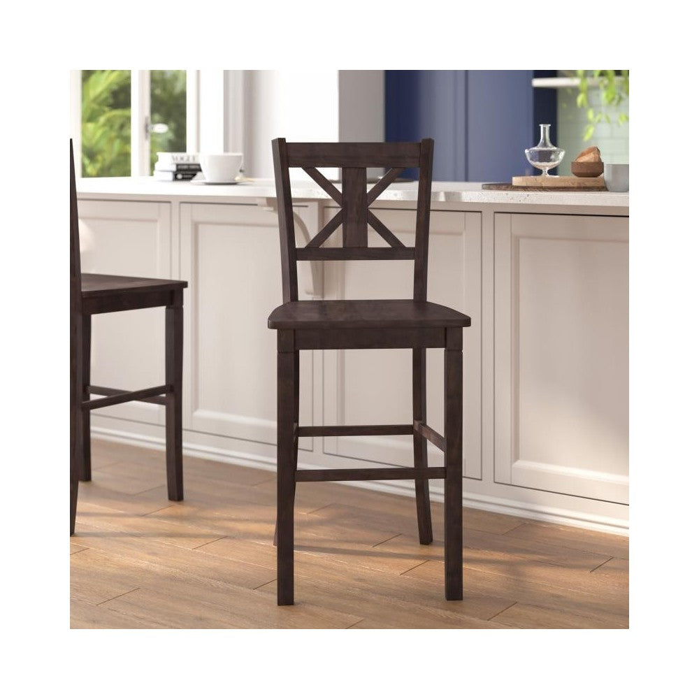 Gwendolyn Commercial Modern Farmhouse Barstool in Gray Wash Walnut