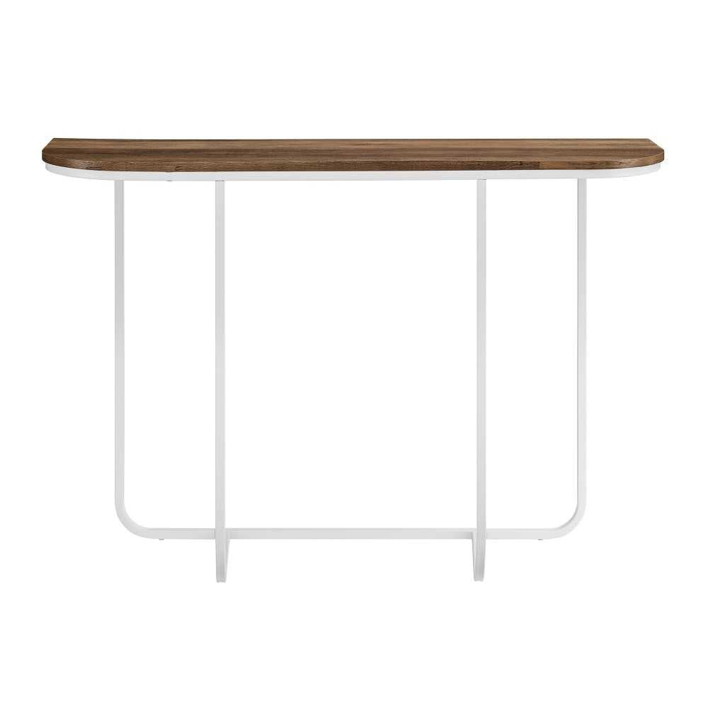 Harley 44" Modern Curved Entry Table - Rustic Oak/White