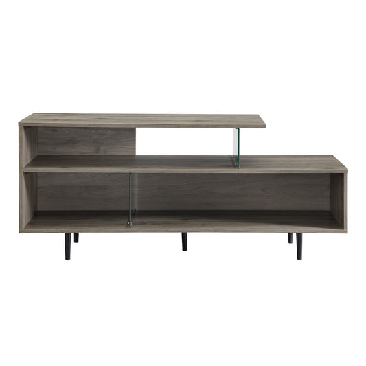 Harper 60" Asymmetrical Wood and Glass Console - Slate Gray