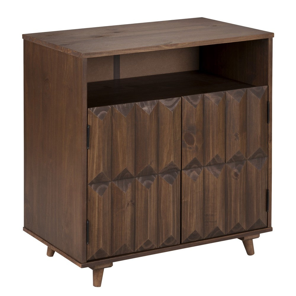 Henry 30" Solid Wood Detailed Door Accent Cabinet - Walnut