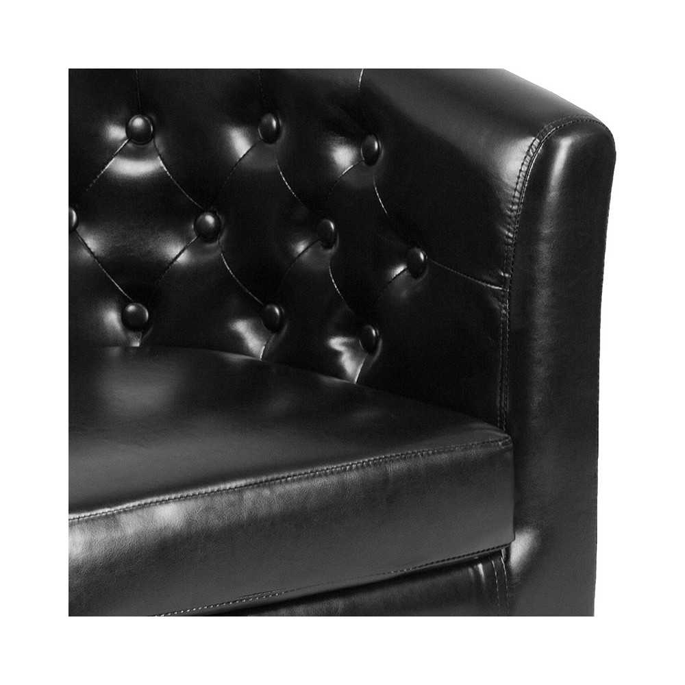 HERCULES Cranford Series Black LeatherSoft Tufted Barrel Chair