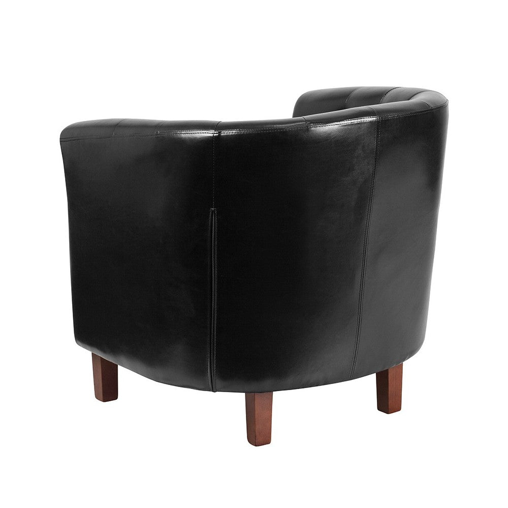 HERCULES Cranford Series Black LeatherSoft Tufted Barrel Chair