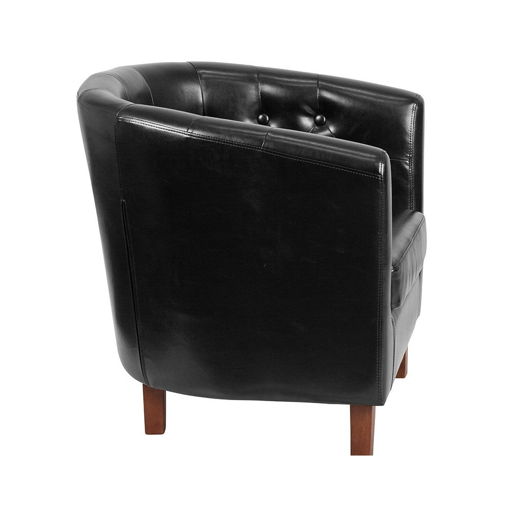 HERCULES Cranford Series Black LeatherSoft Tufted Barrel Chair