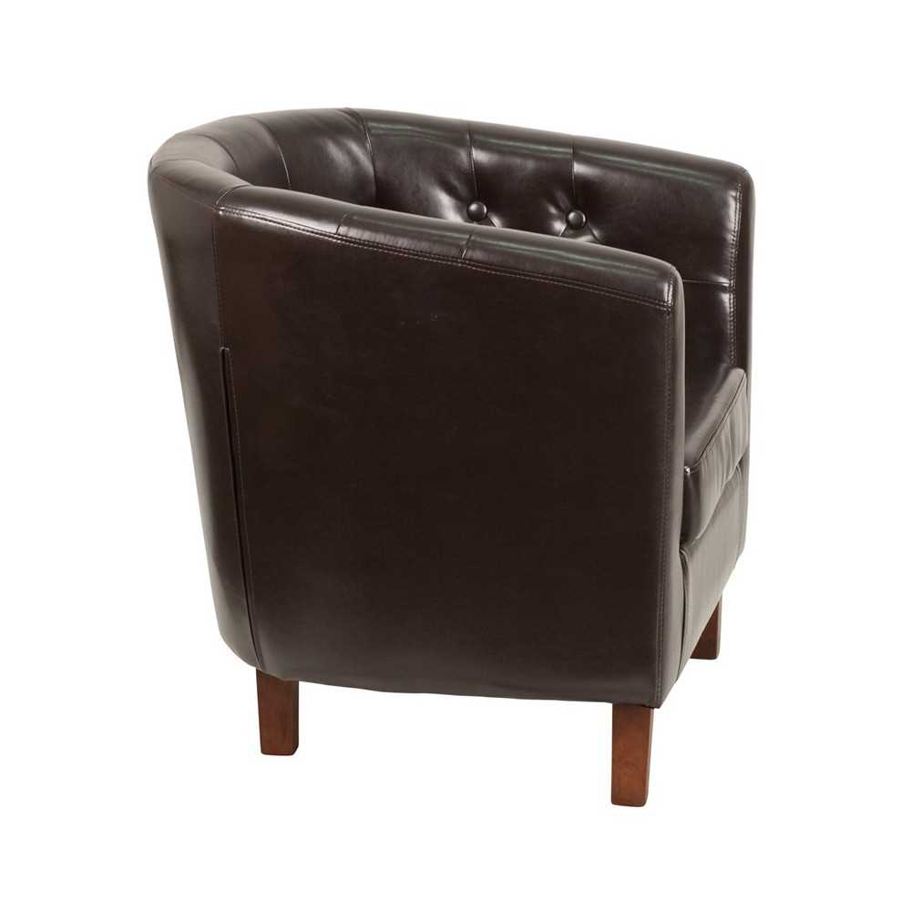 HERCULES Cranford Series Brown LeatherSoft Tufted Barrel Chair