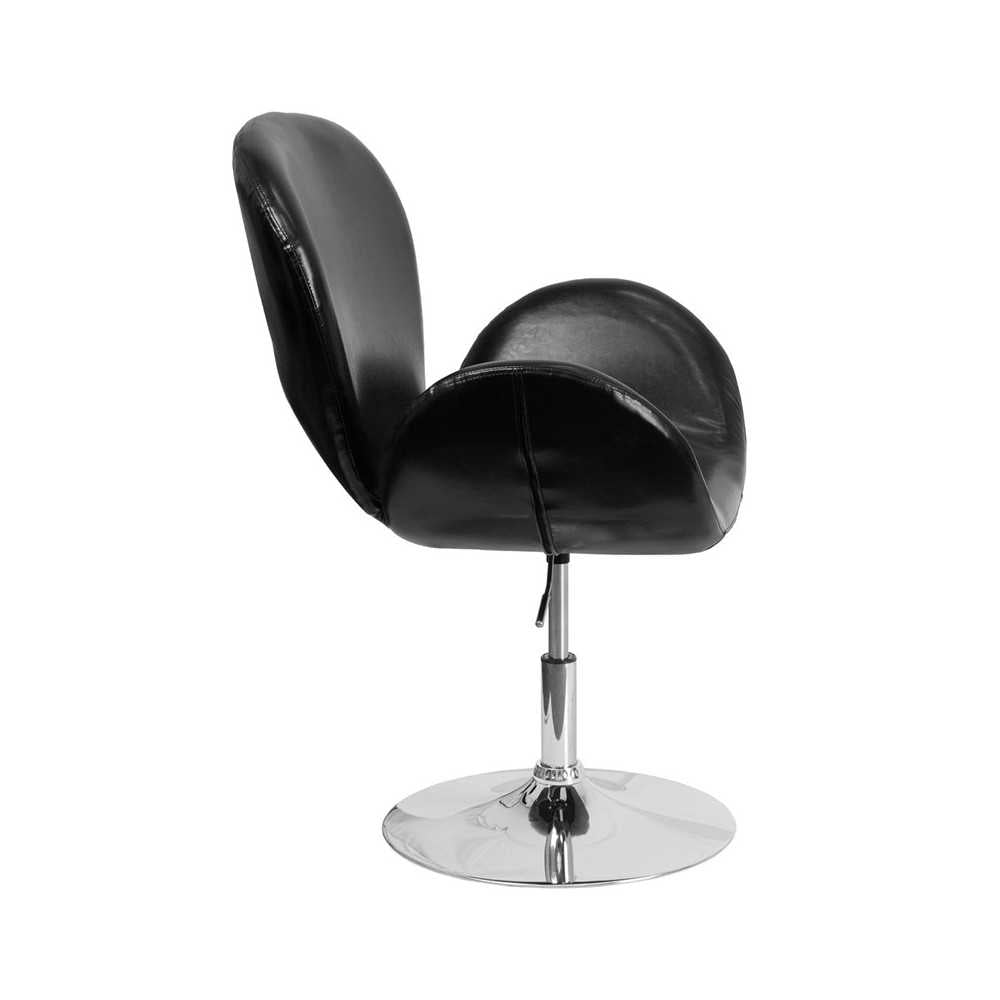 HERCULES Trestron Series Black LeatherSoft Side Reception Chair with Adjustable Height Seat