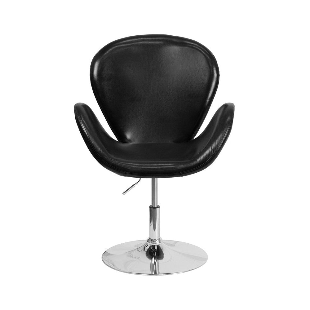 HERCULES Trestron Series Black LeatherSoft Side Reception Chair with Adjustable Height Seat