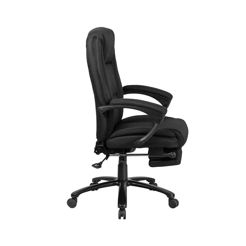 High Back Black Fabric Executive Reclining Ergonomic Swivel Office Chair with Comfort Coil Seat Springs and Arms