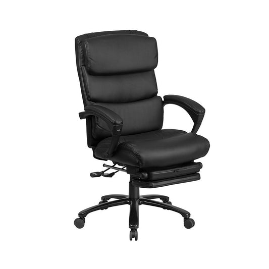 High Back Black LeatherSoft Executive Reclining Ergonomic Office Chair with Adjustable Headrest, Coil Seat Springs and Arms