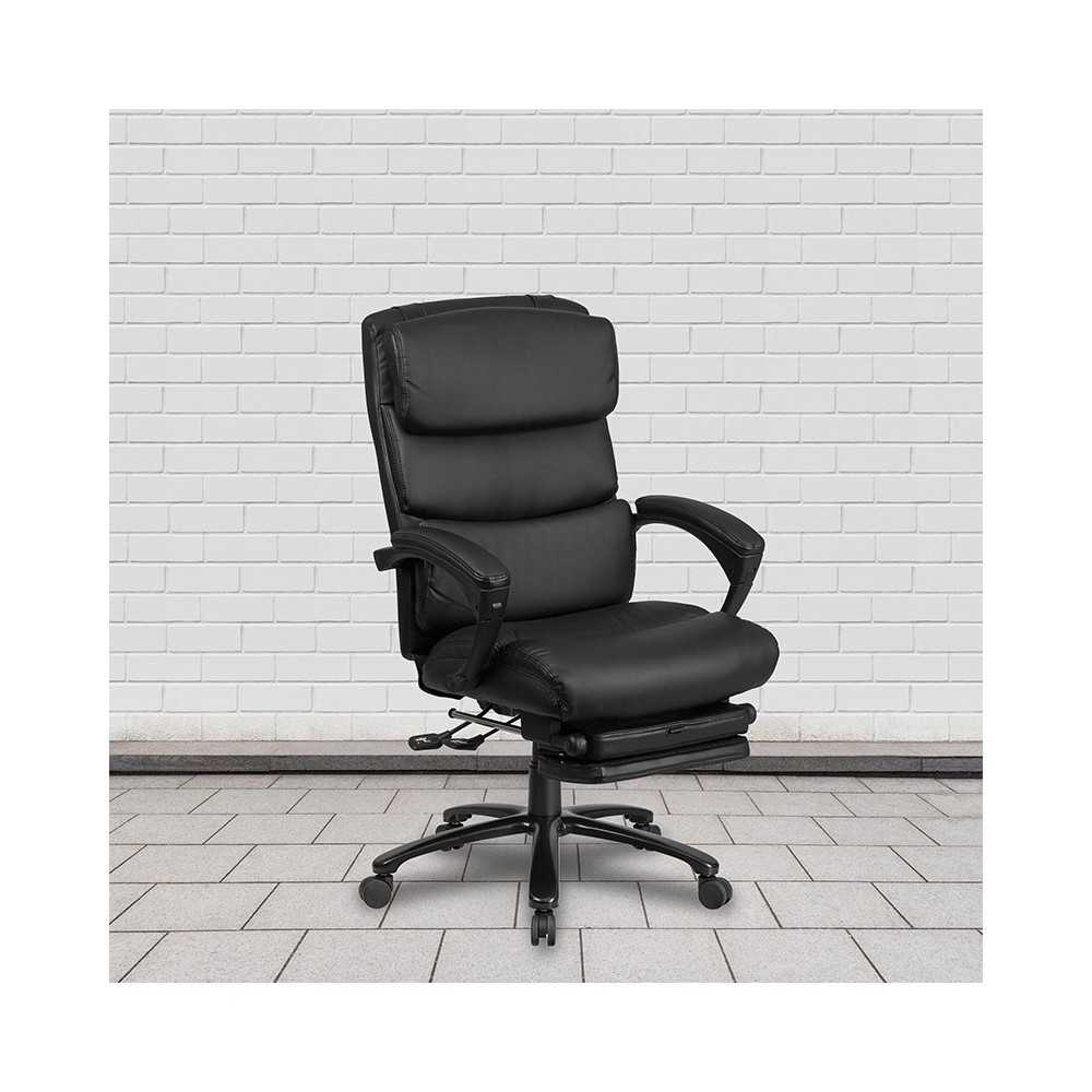 High Back Black LeatherSoft Executive Reclining Ergonomic Office Chair with Adjustable Headrest, Coil Seat Springs and Arms