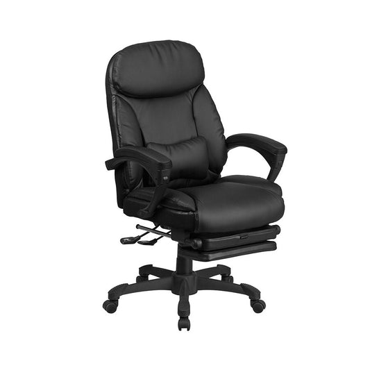 High Back Black LeatherSoft Executive Reclining Ergonomic Swivel Office Chair with Comfort Coil Seat Springs and Arms