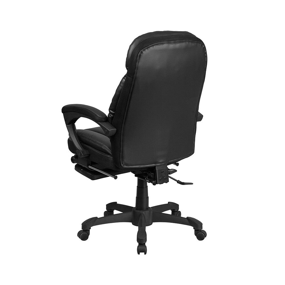 High Back Black LeatherSoft Executive Reclining Ergonomic Swivel Office Chair with Comfort Coil Seat Springs and Arms