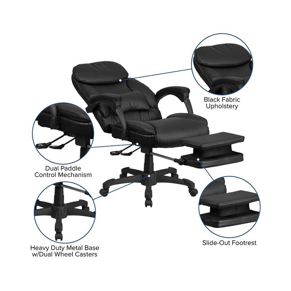 High Back Black LeatherSoft Executive Reclining Ergonomic Swivel Office Chair with Comfort Coil Seat Springs and Arms
