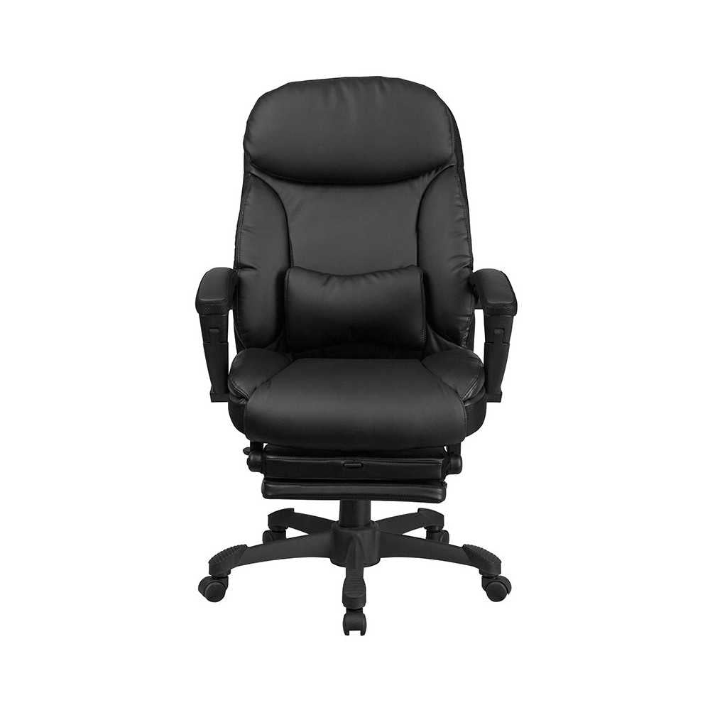 High Back Black LeatherSoft Executive Reclining Ergonomic Swivel Office Chair with Comfort Coil Seat Springs and Arms