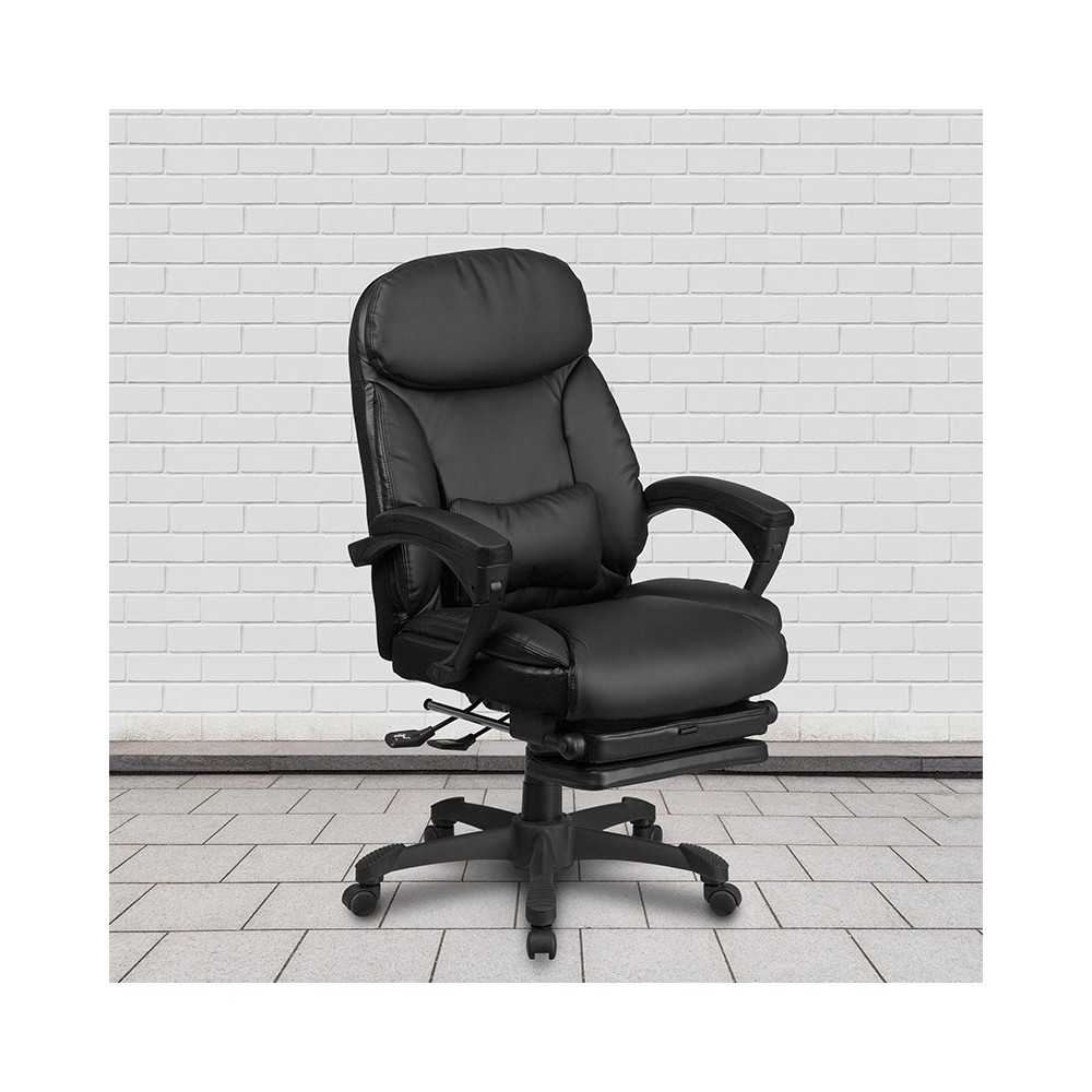 High Back Black LeatherSoft Executive Reclining Ergonomic Swivel Office Chair with Comfort Coil Seat Springs and Arms