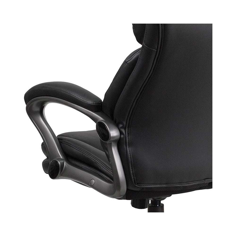 High Back Black LeatherSoft Executive Swivel Ergonomic Office Chair with Lumbar Support Knob with Arms