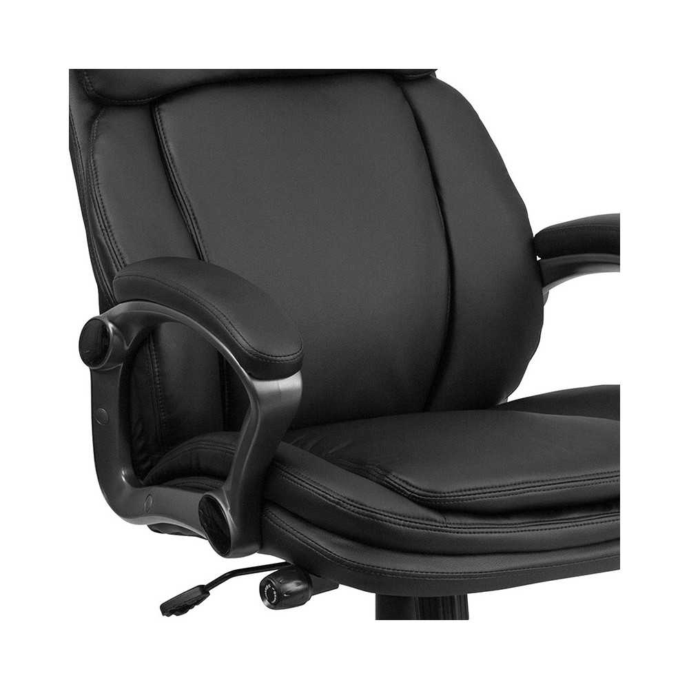 High Back Black LeatherSoft Executive Swivel Ergonomic Office Chair with Lumbar Support Knob with Arms