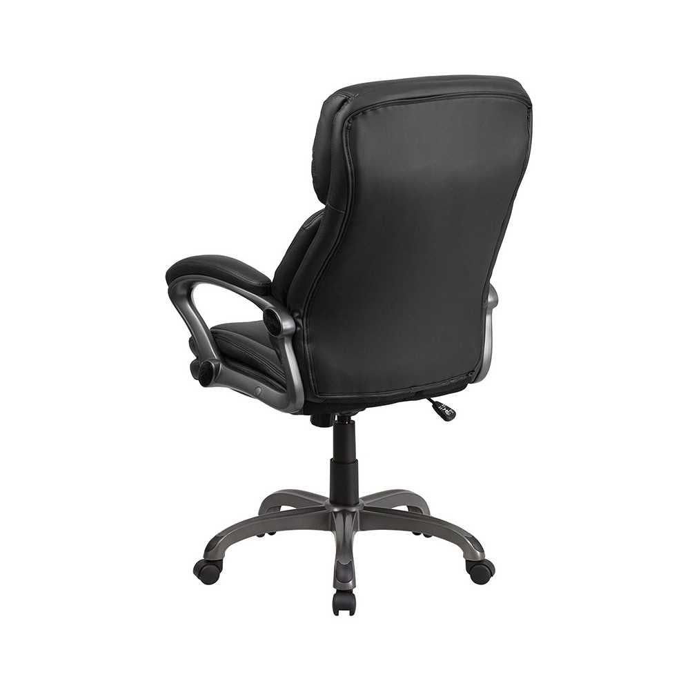 High Back Black LeatherSoft Executive Swivel Ergonomic Office Chair with Lumbar Support Knob with Arms