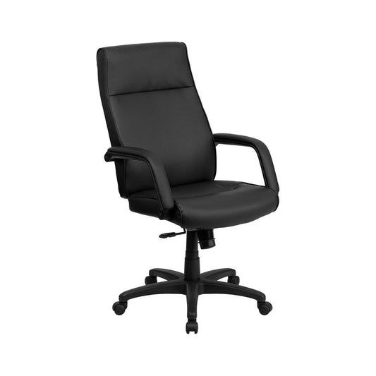 High Back Black LeatherSoft Executive Swivel Ergonomic Office Chair with Memory Foam Padding and Arms